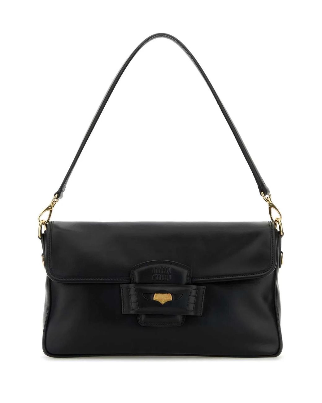 Miu Miu Black Leather Penny Shoulder Bag