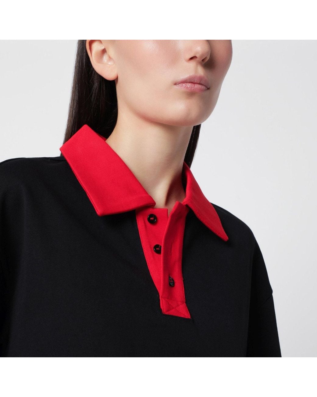Aliita Black Oversized Cotton Polo Shirt
