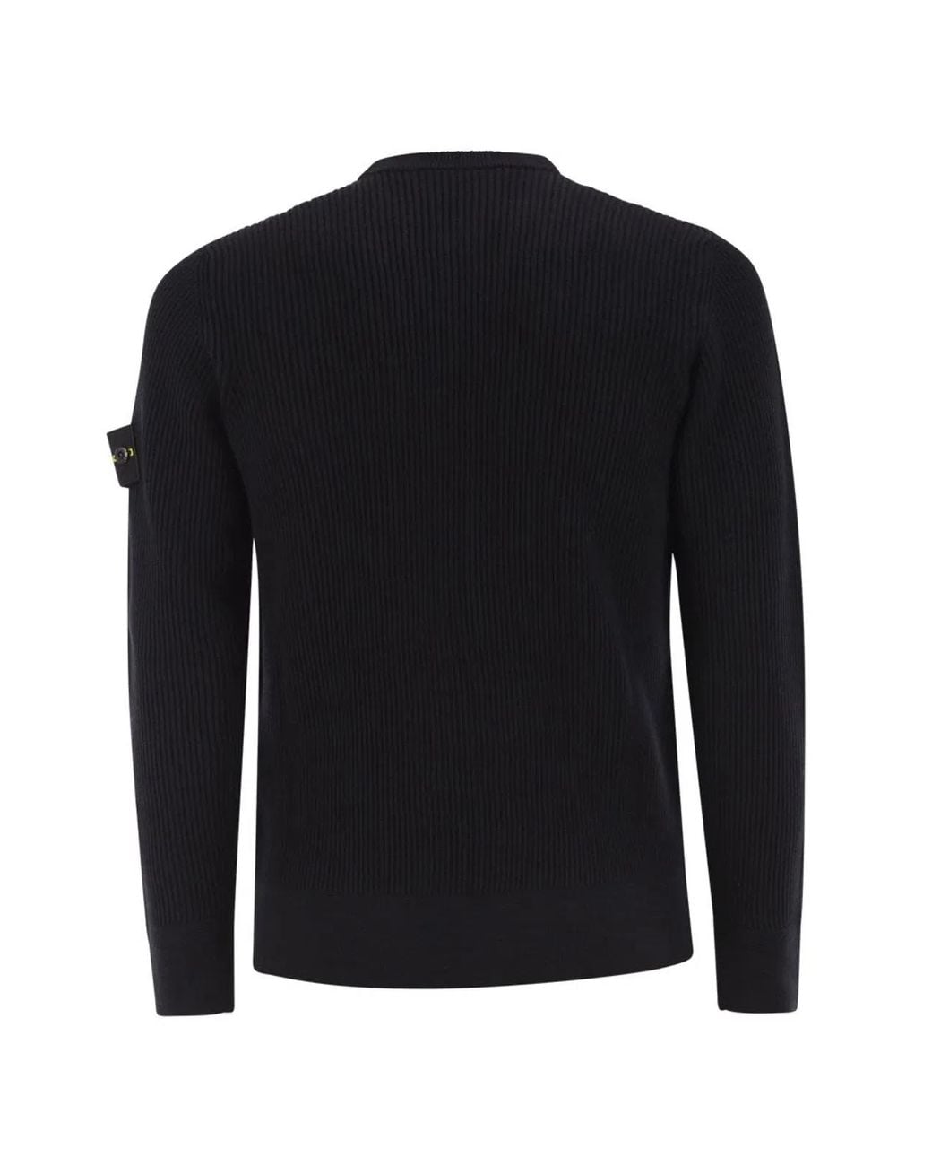 Stone Island Black Crew-Neck Jumper With Ribbed Edges for men