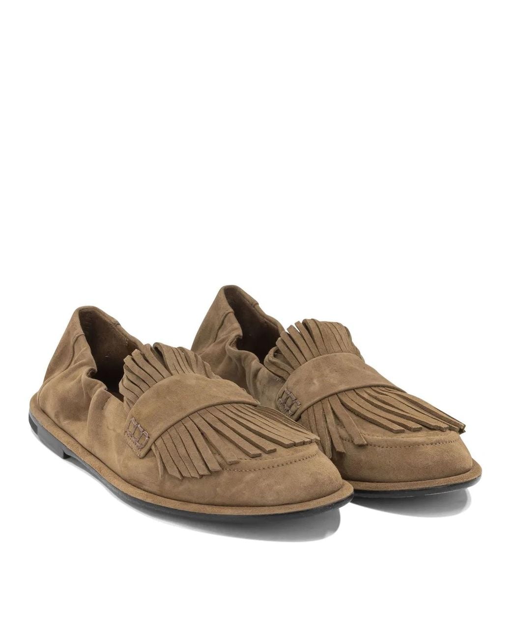 Pomme D'or Brown Leather Cow Leather Loafers Slippers