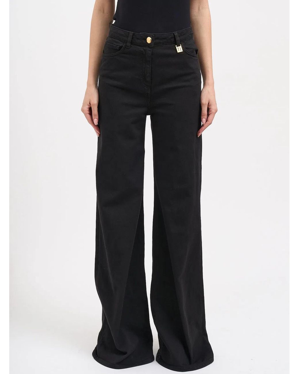 Elisabetta Franchi Black Wide Leg Jeans