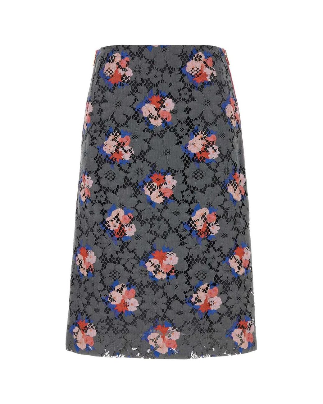 Fendi Gray Printed Lace Skirt