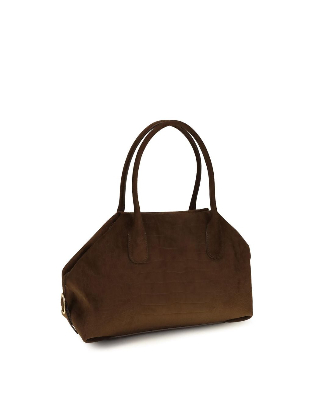 THEMOIRÈ Brown Medium Talia Trank Crocodile-Effect Suede Shopping Bag