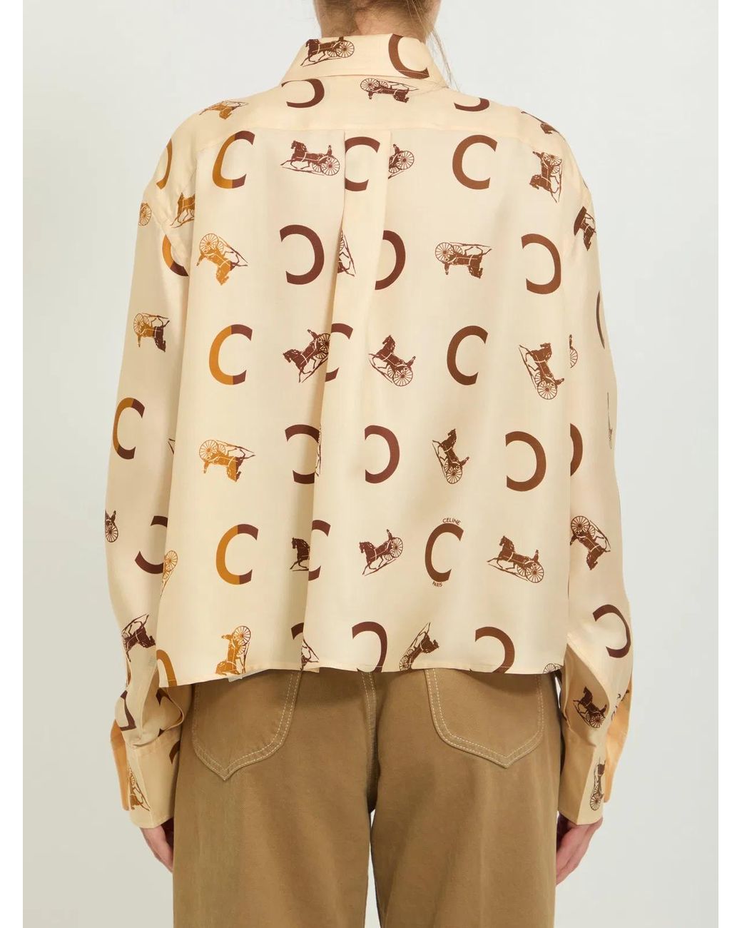 Céline Natural Cropped Printed Shirt