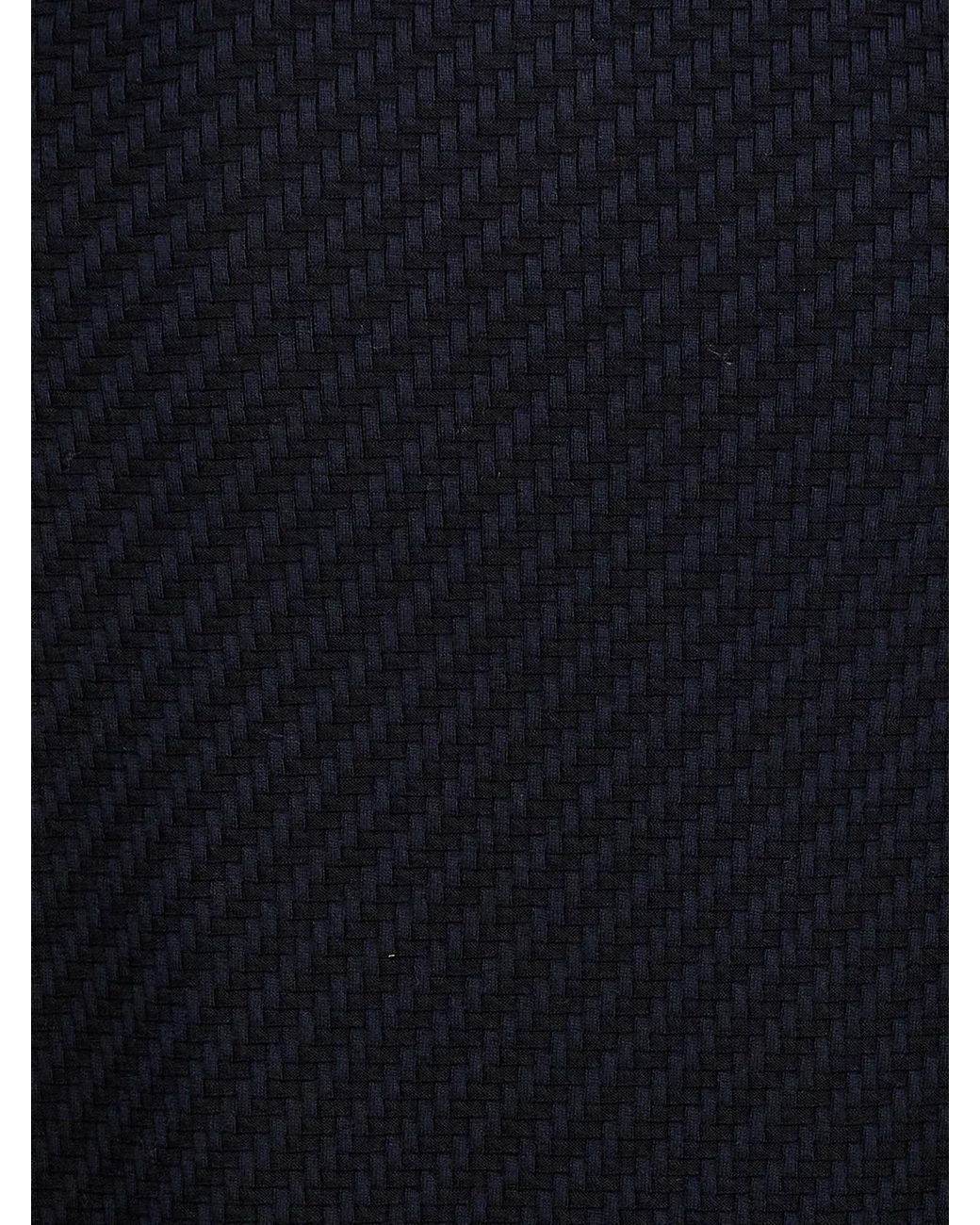 Brioni Black Woven Knit Polo Shirt for men