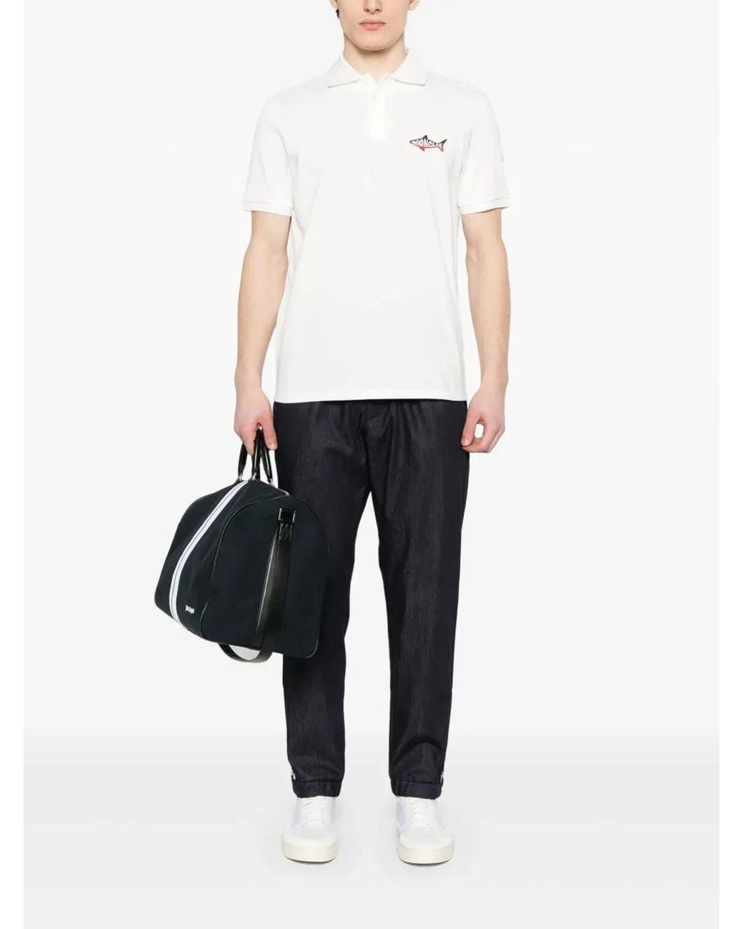 Moncler White Ss Polo for men