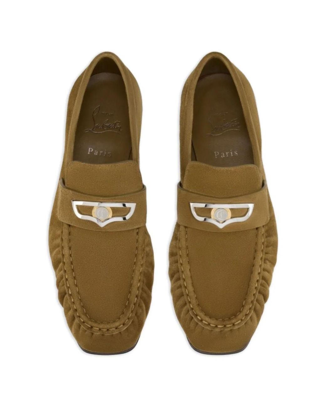 Christian Louboutin Green Suede Leather Loafers