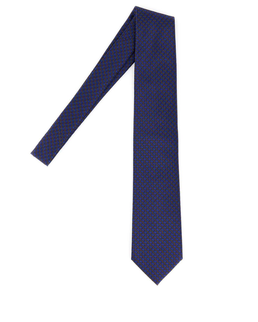 Brioni Blue Crav. Stand. 8X150 Silk Micro Motif Jacquard for men