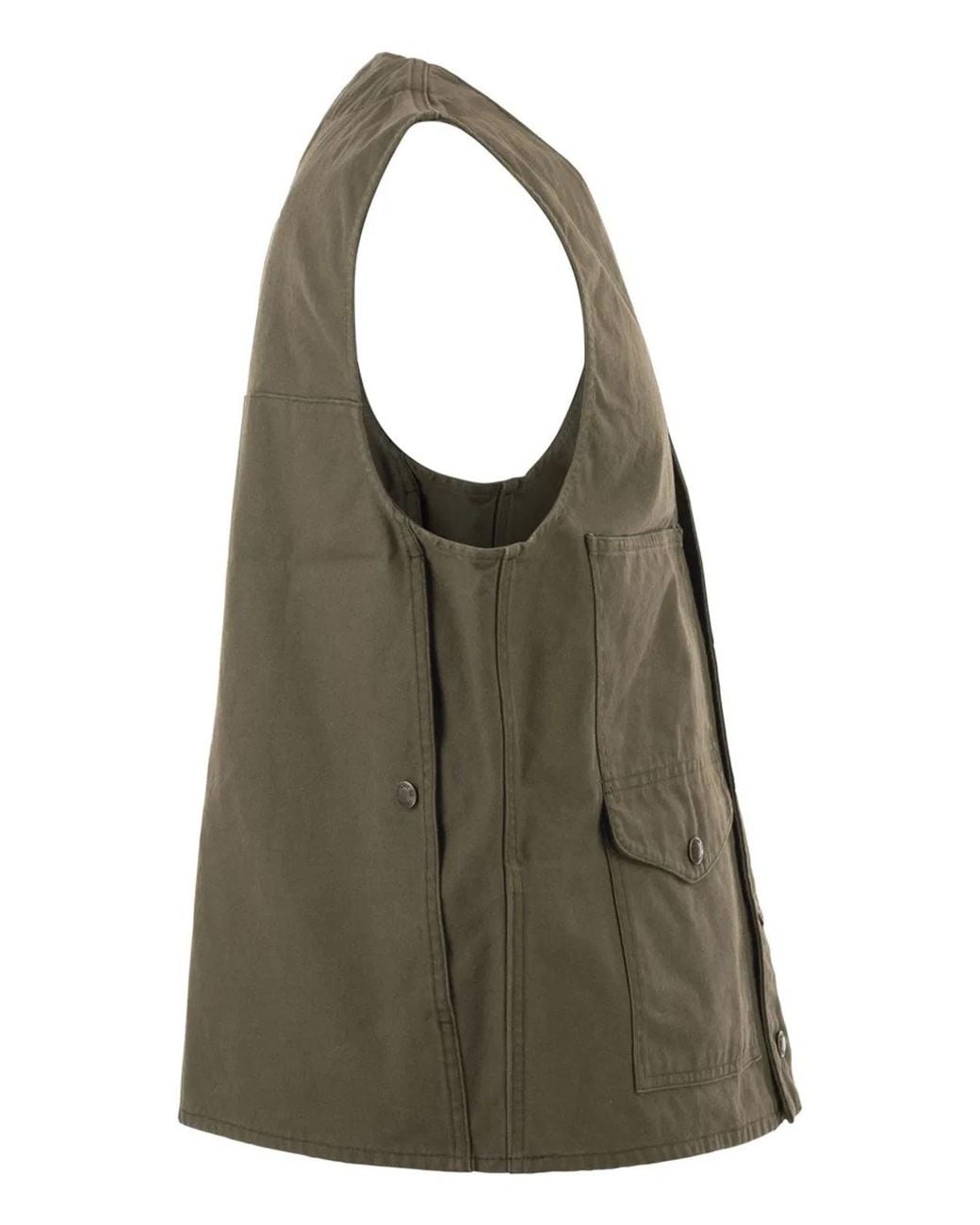 Filson Green Cotton Utility Vest With Patch Pockets for men