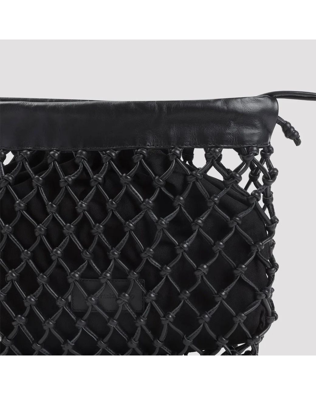 Frankie Shop Black Morgan Macrame Leather Pouch