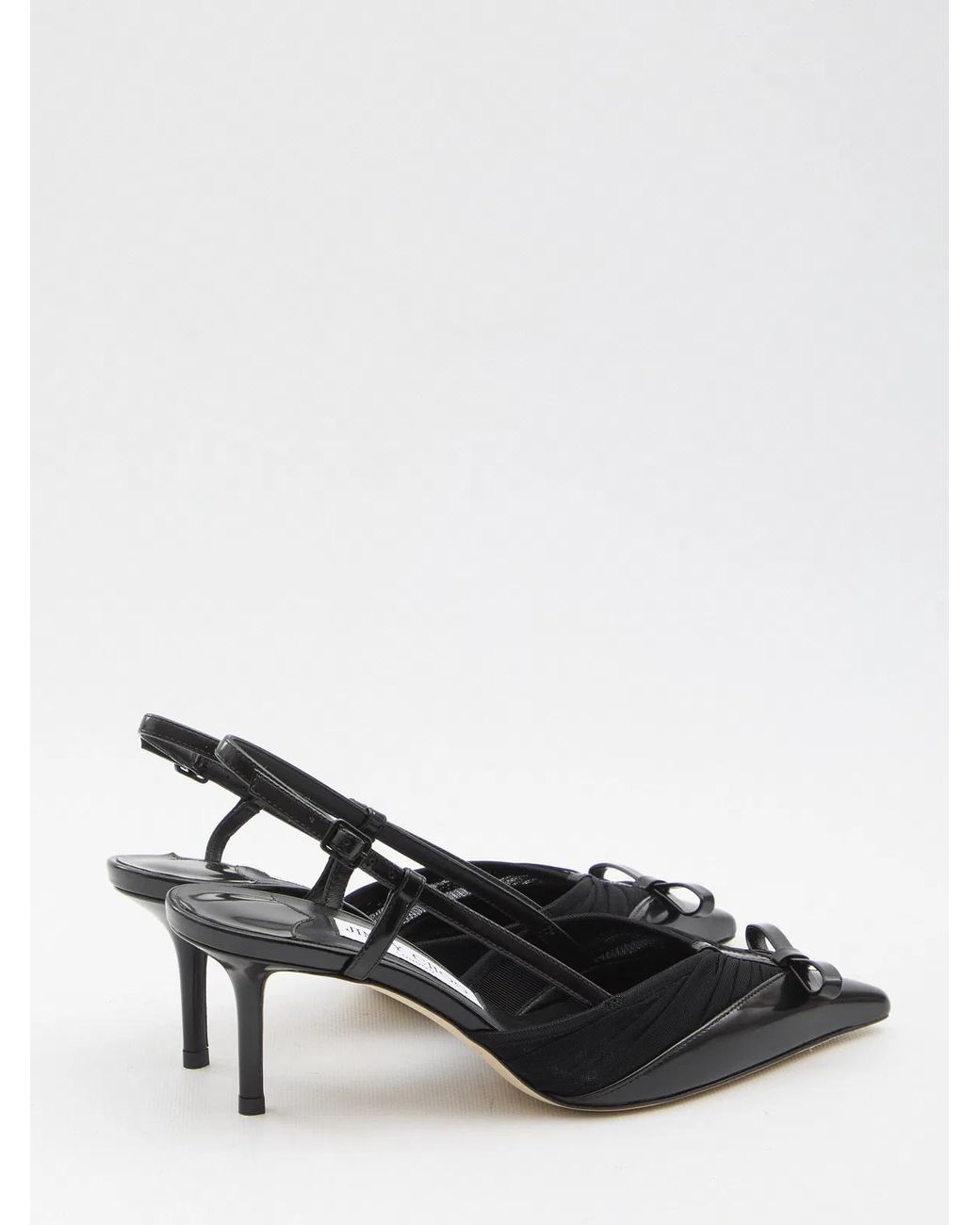 Jimmy Choo Black Afia Mesh Slingback Pumps