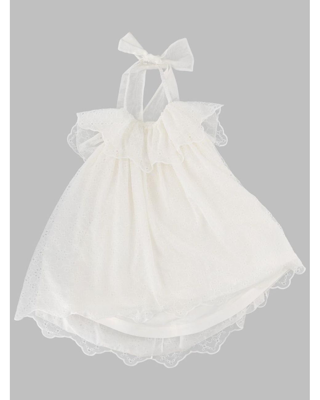 Mi.mi.sol. White Bow-Embellished Sangallo Dress