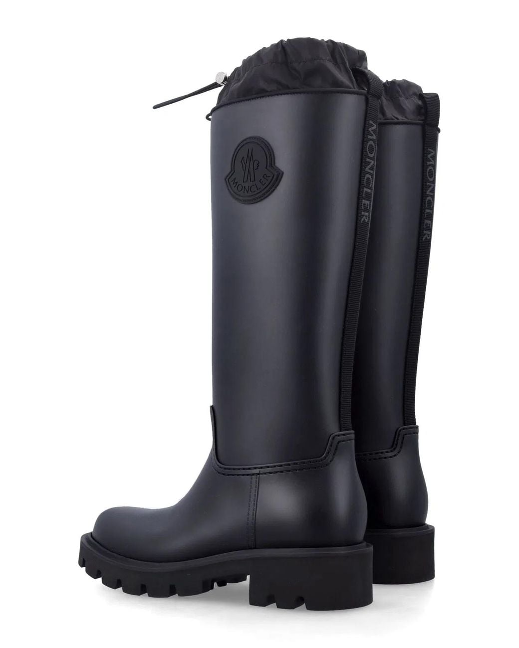 Moncler Blue Minimalist Mini Knee-High Waterpoof Rain Boots With Drawstring