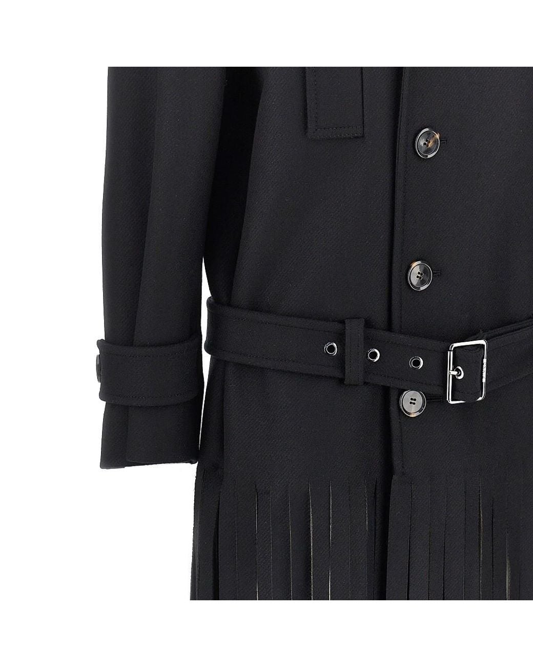 Pinko Black Fringed Oversized Cloth Coat