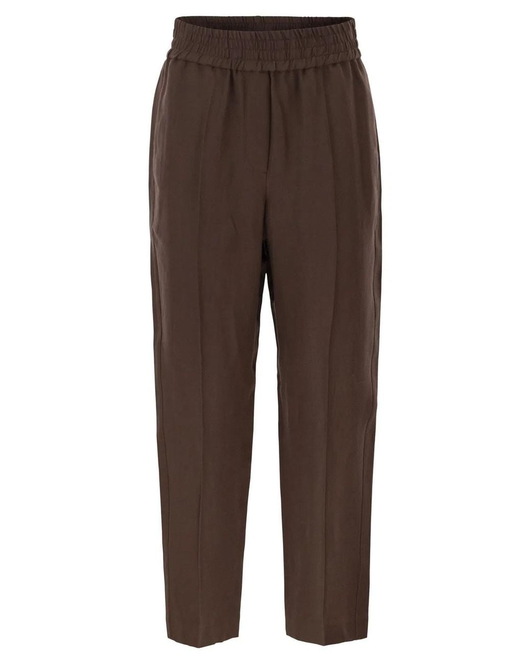 Brunello Cucinelli Brown Baggy Pull-Up Trousers