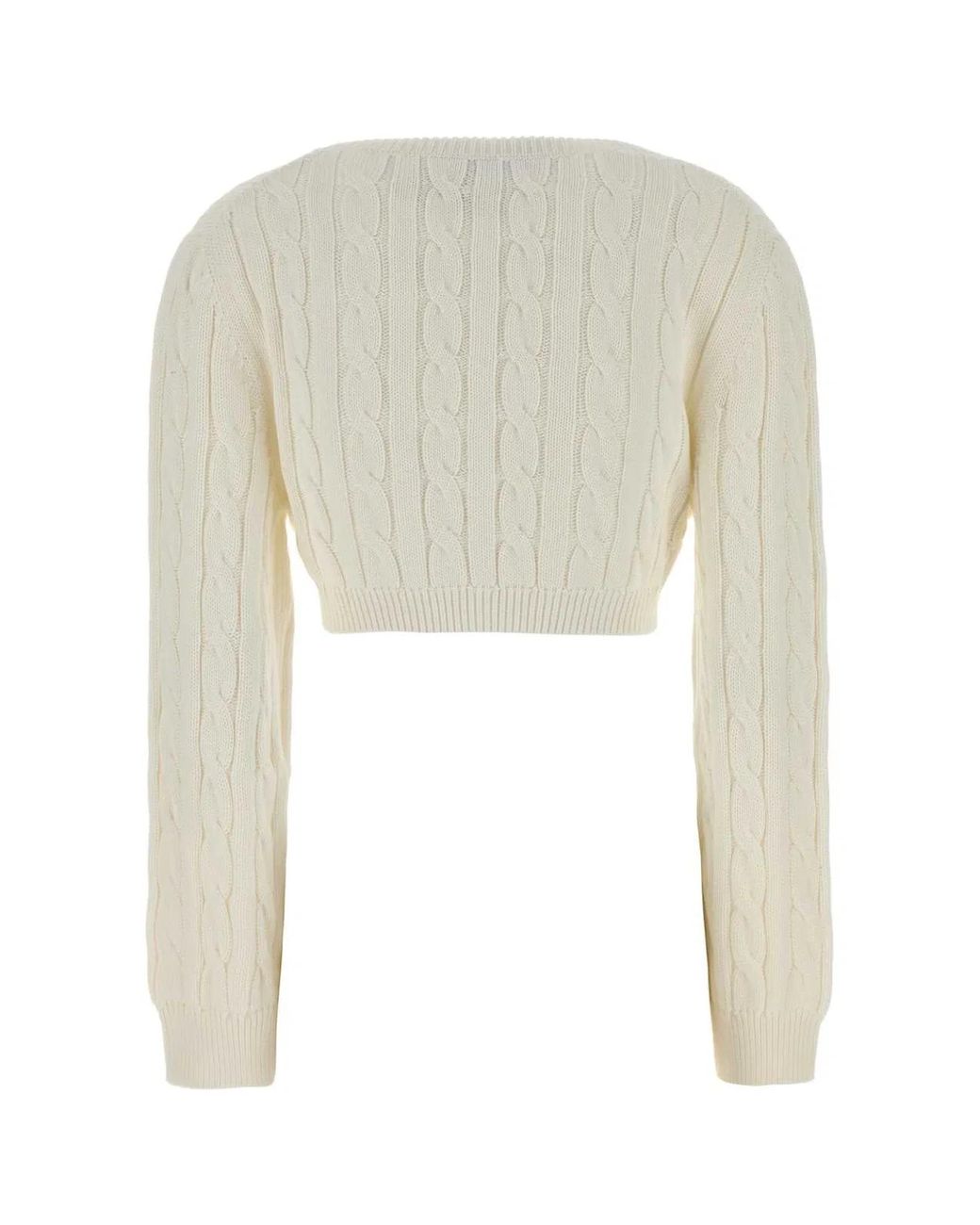 Prada White Knitted V Neck Sweater