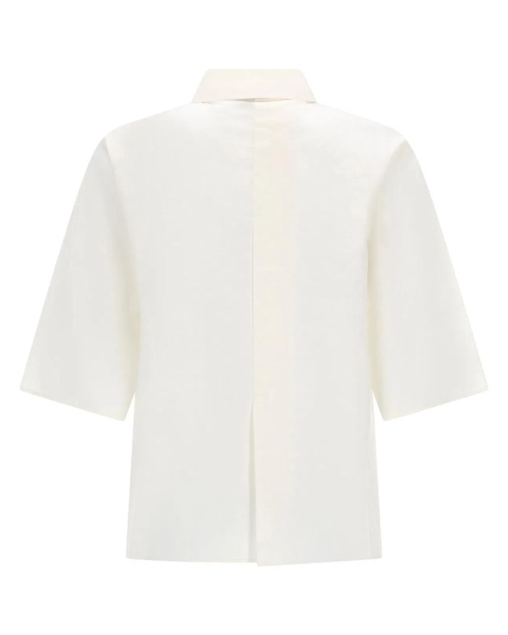 Alysi White Silk Cropped Shirt