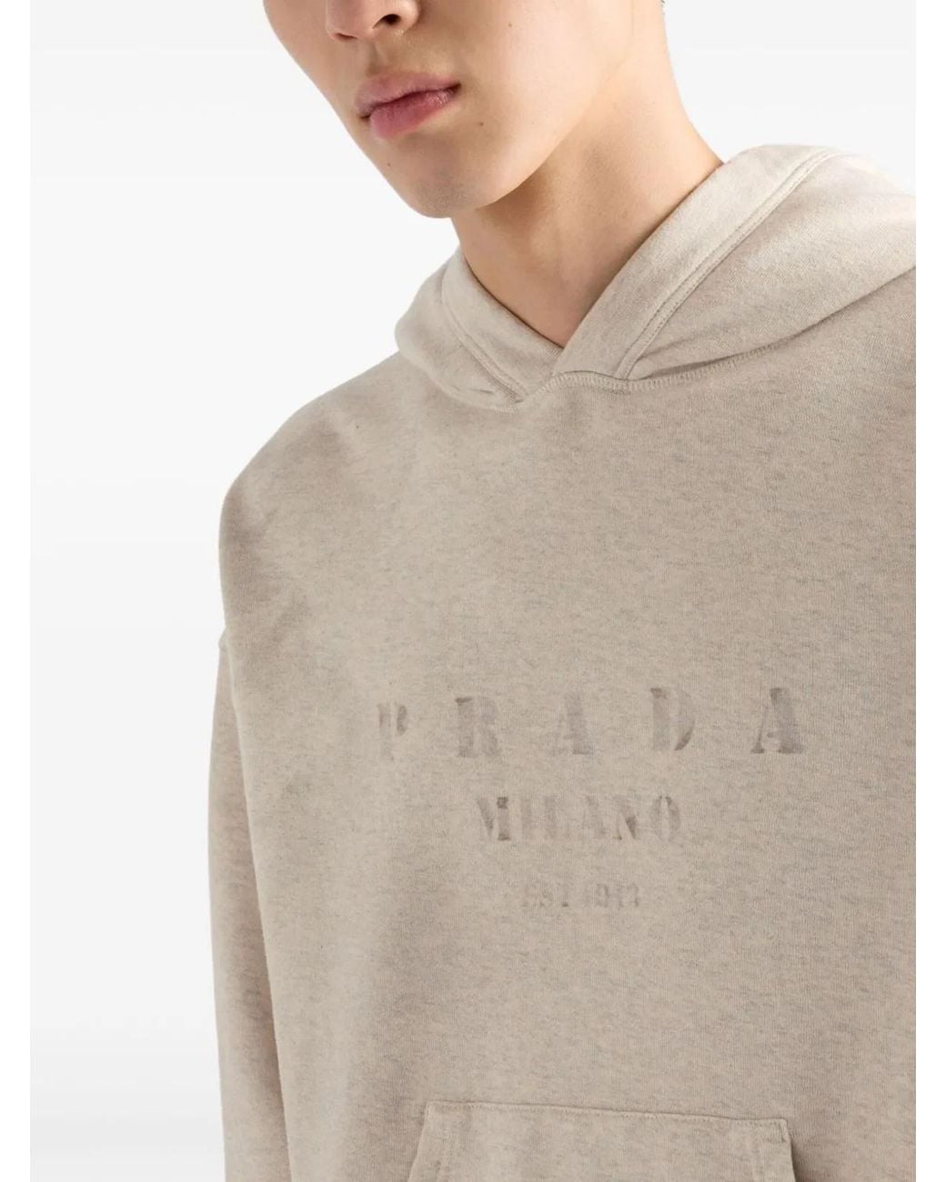 Prada Natural Cotton Fleece Hoodie for men