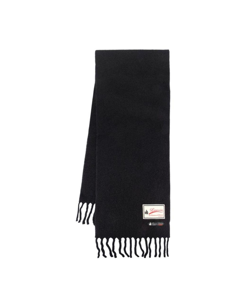 Lanvin Black Fluffy Smash With Label Scarf