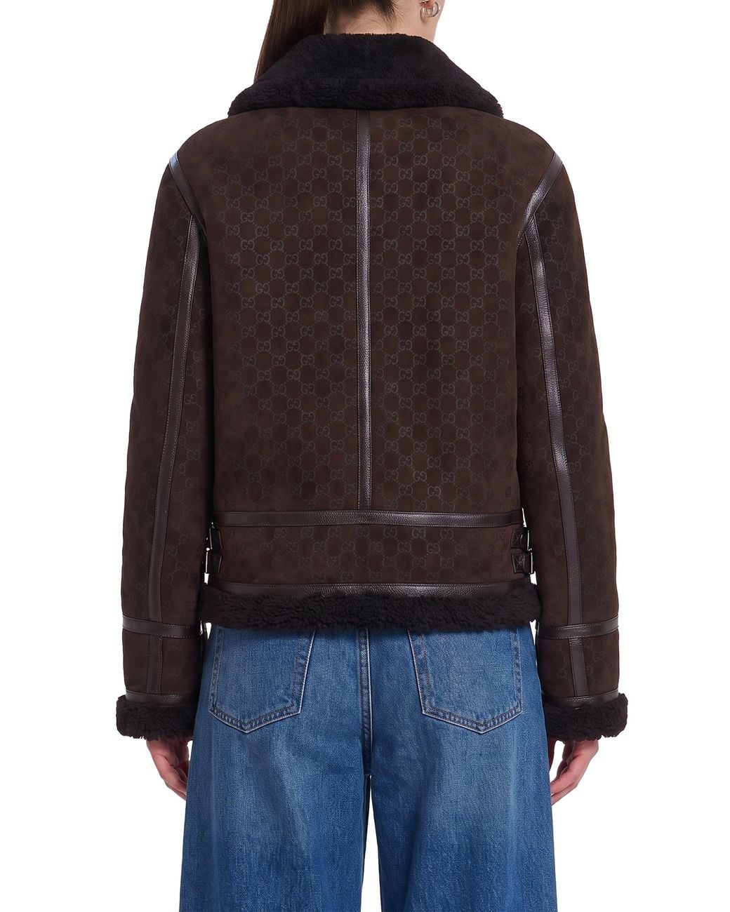 Gucci Black Suede Leather And Shearling Jacket