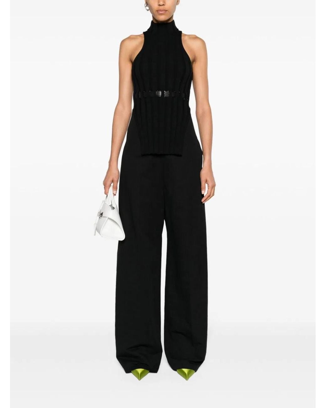 Max Mara Black Linen And Cotton Blend Trousers