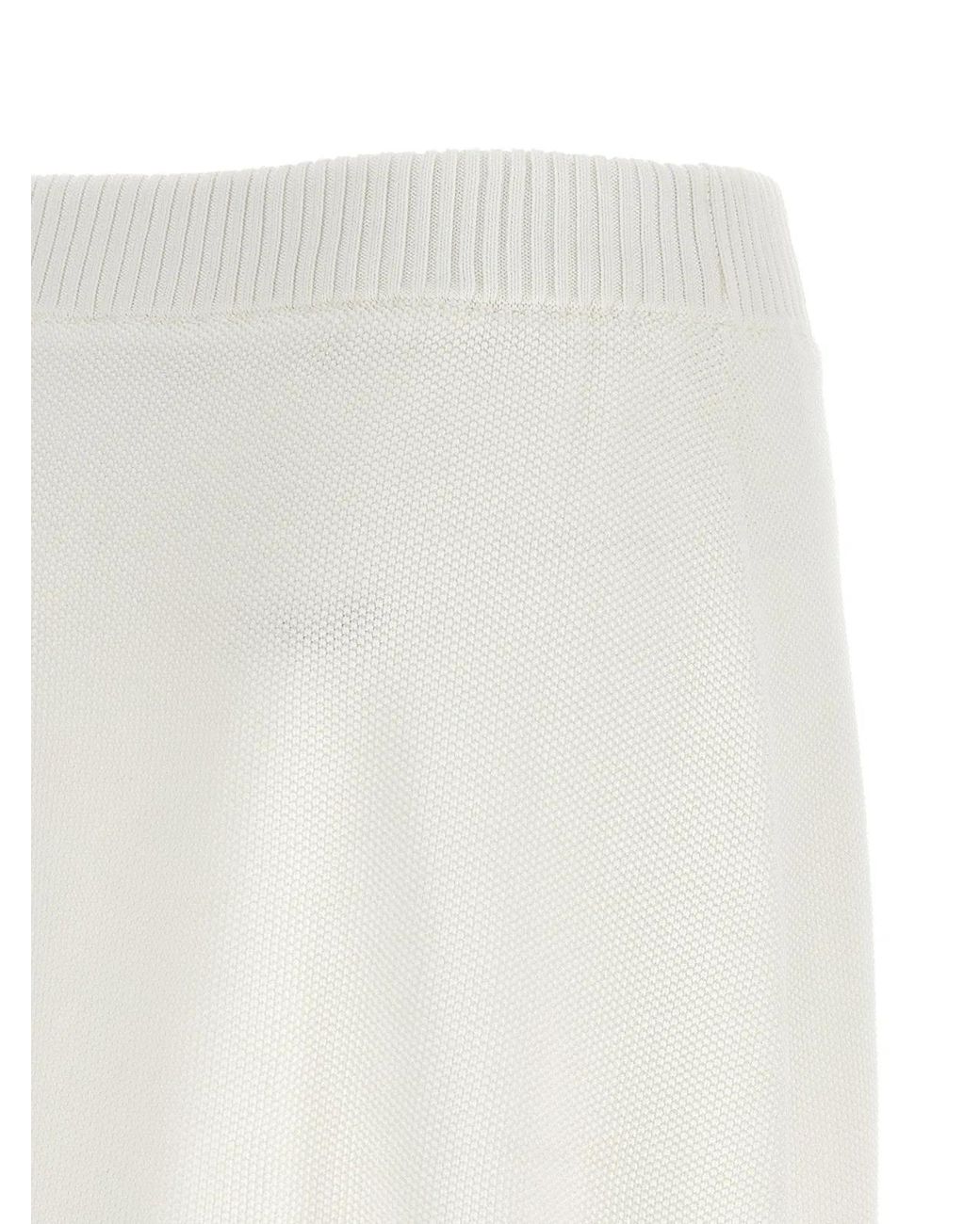 Brunello Cucinelli White Piquet-Effect Skirt