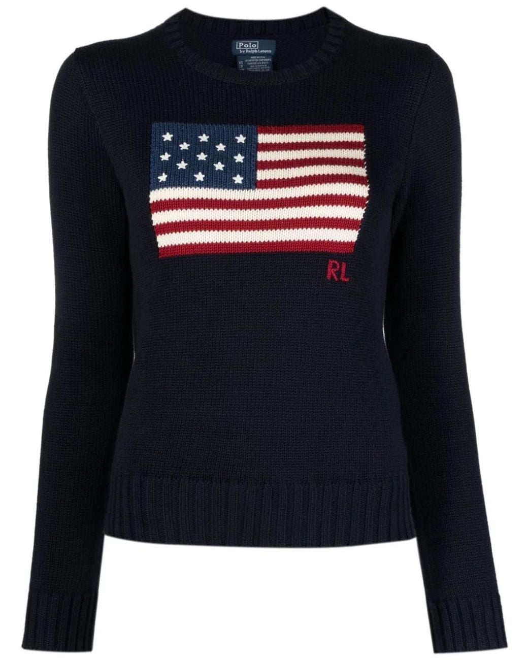 Polo Ralph Lauren Black Cotton Jersey With Flag