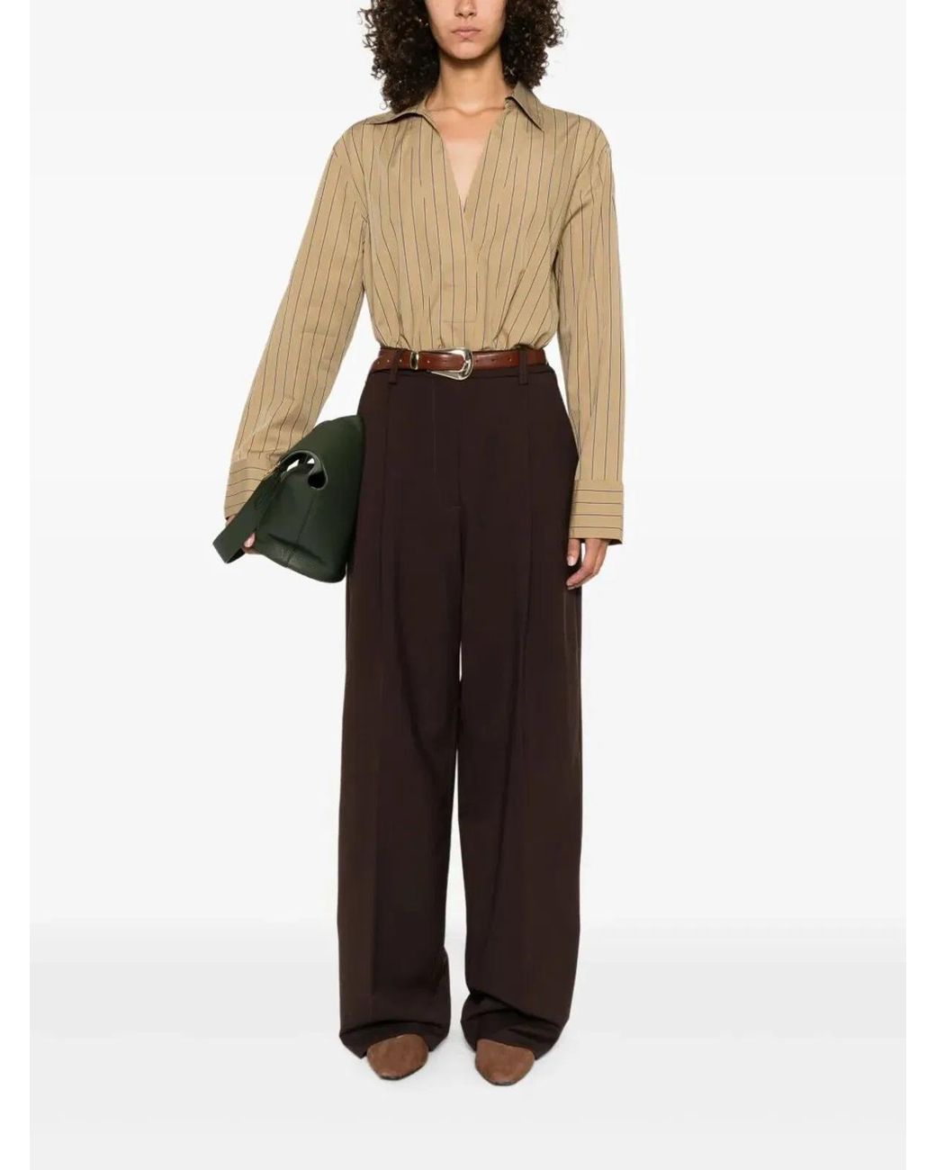 THE LATEST Brown Pleated Trousers With Pockets
