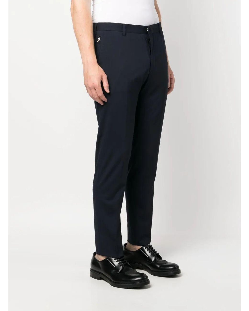 Prada Blue Stretch Wool Trousers for men