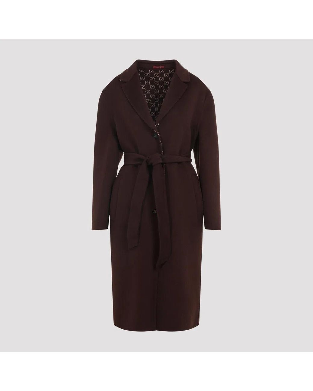 Gucci Brown Reversible Wool And Silk Coat