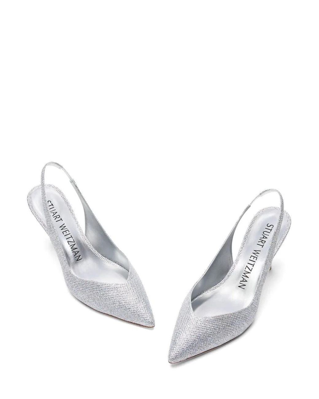 Stuart Weitzman White Eva 75 Slingback;Slv;5.5 C