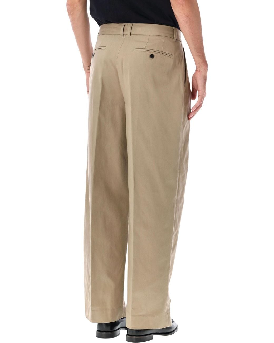 DUNST Natural Double Pleated Wide Chinos for men