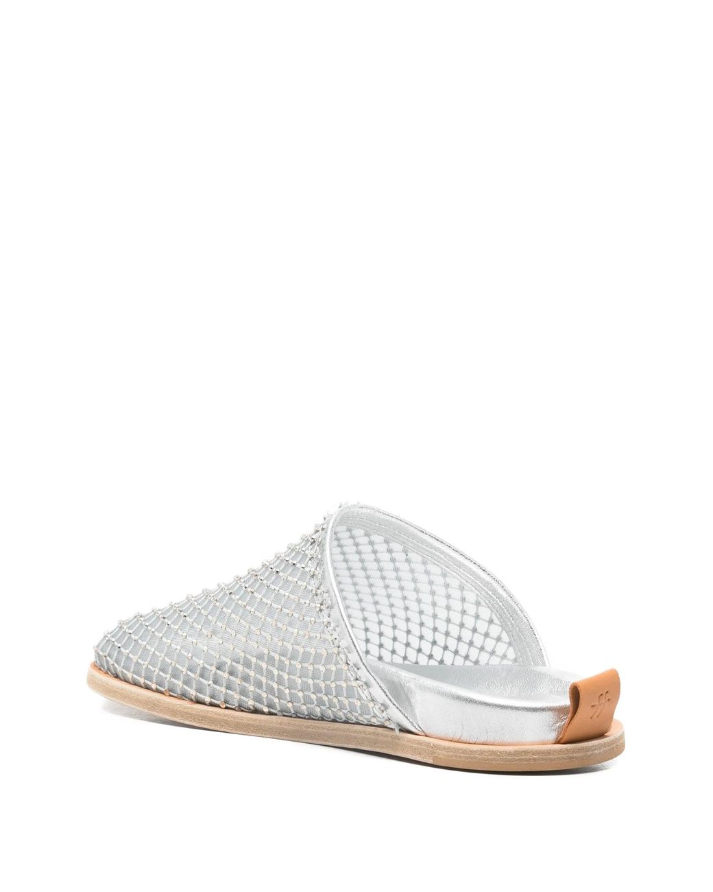 Forte_forte White Ciottolo Strass Mesh Flat Sabot