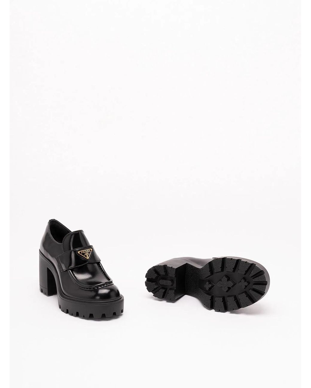 Prada Black Brushed Leather Loafers