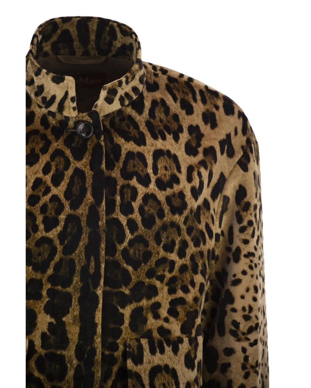 Max Mara Black Mstedro – Cropped Animal-Print Cotton Jacket