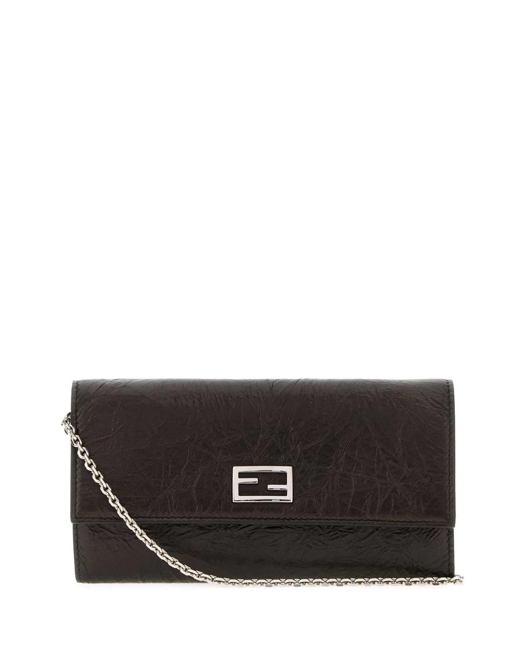 Fendi Black Leather Tube Wallet