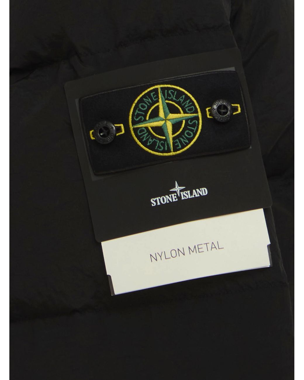 Stone Island Black Nylon Metal Hooded Down Jacket With Compass Badge for men