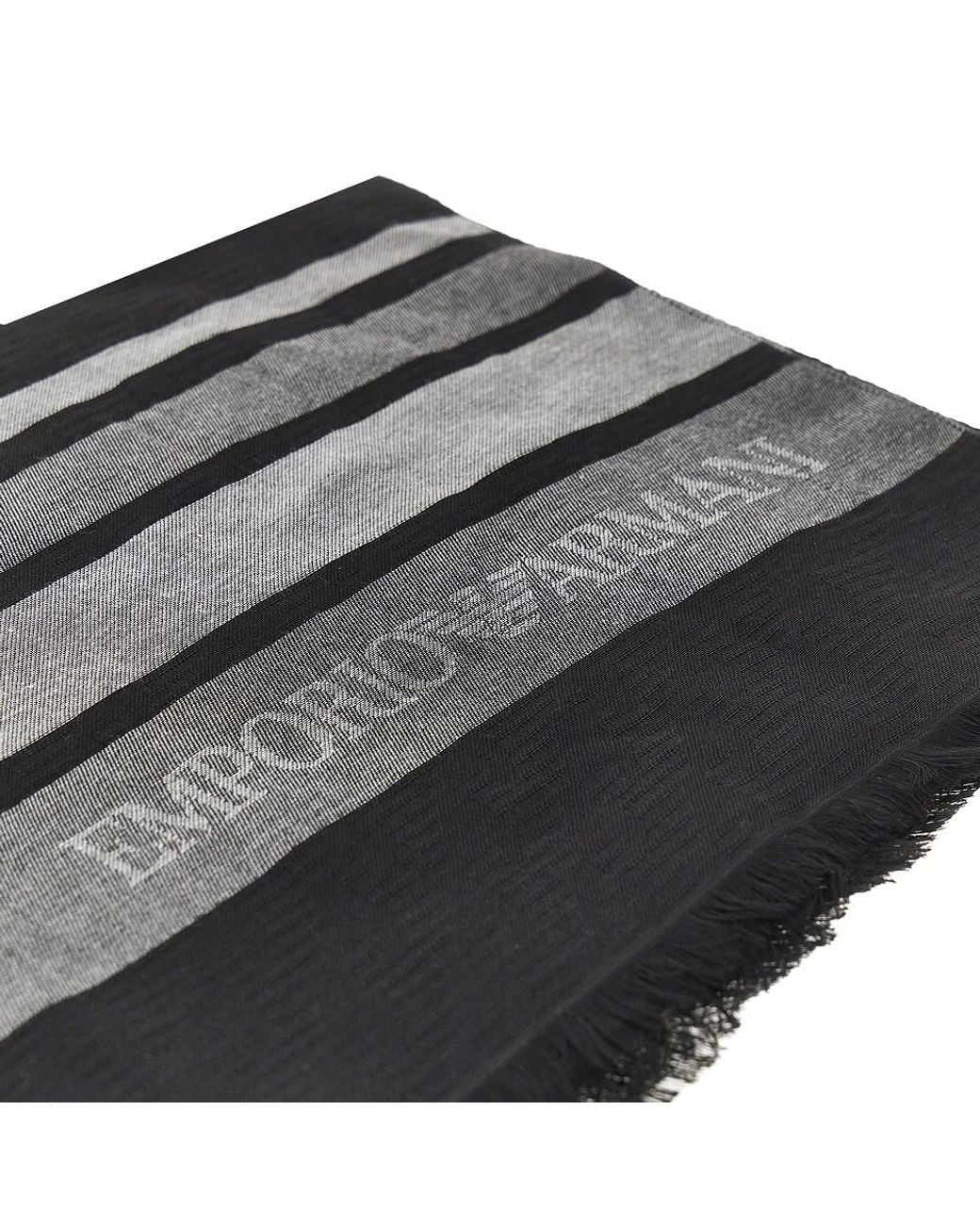 Emporio Armani Black Viscose And Modal-Blend Scarf for men