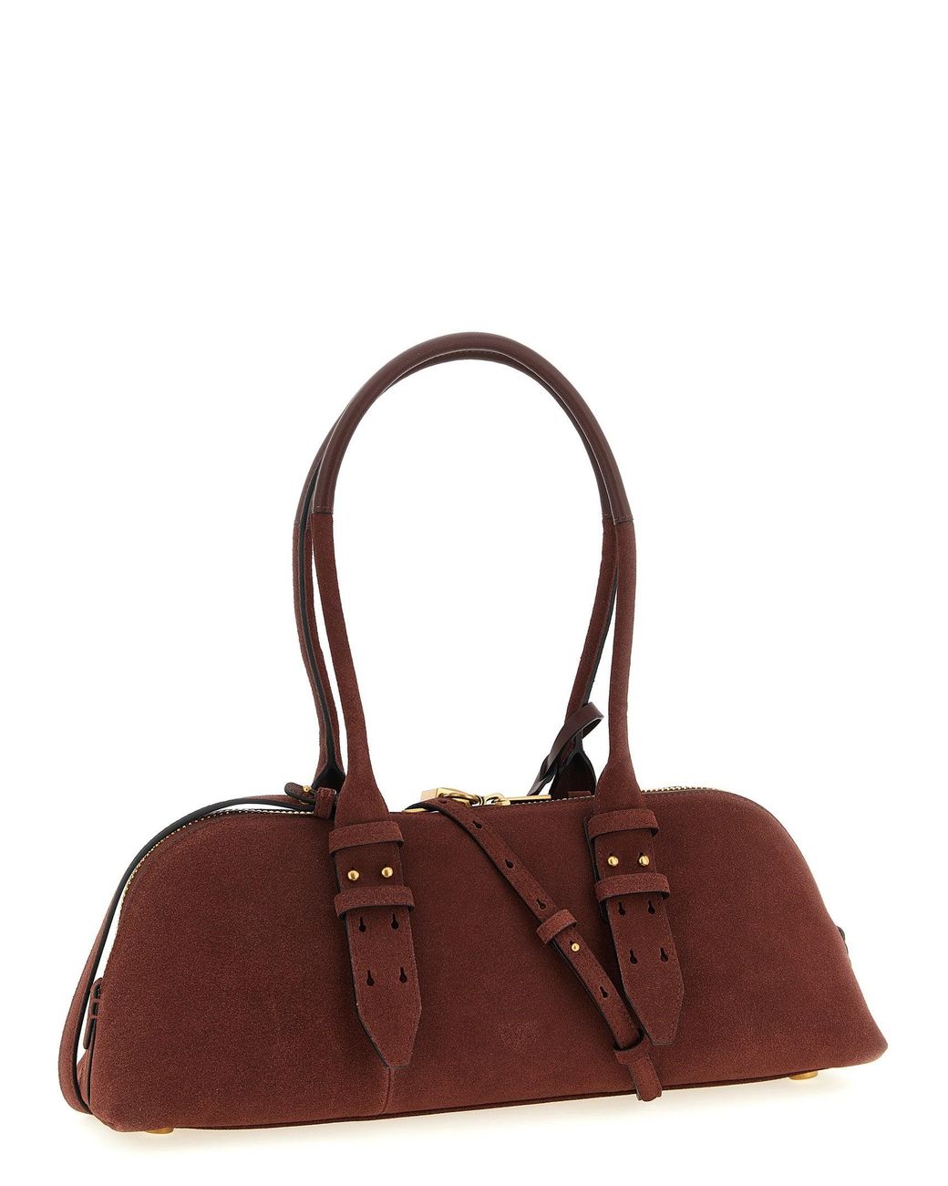 Pinko Brown Bowling Baguette Shoulder Bags Bordeaux