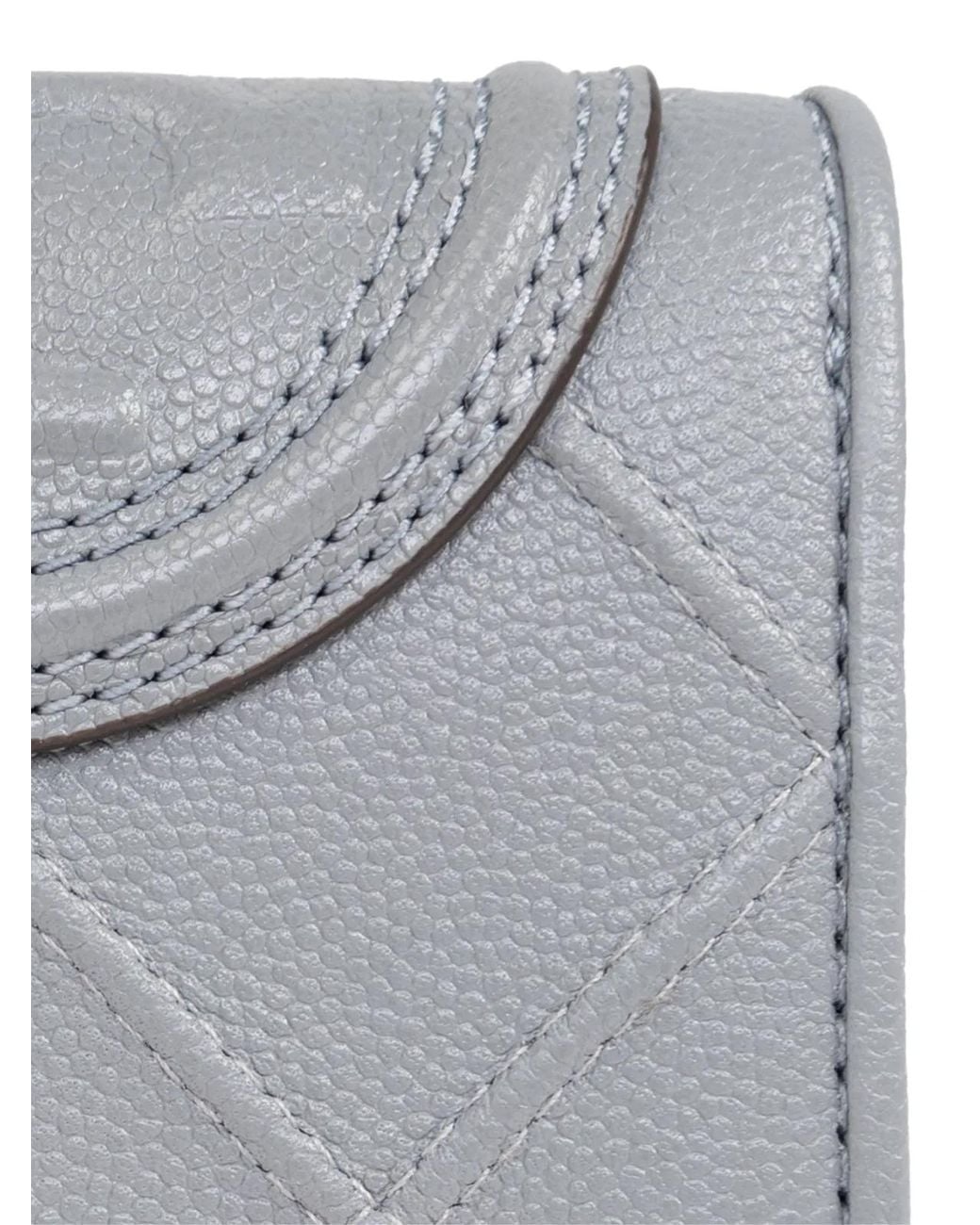 Tory Burch Gray Fleming Soft Logo Wallet