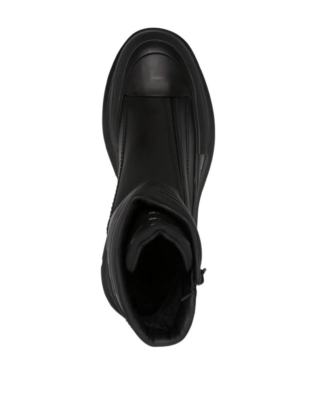 McQueen Black Tread Slick Motorcycle Boot for men