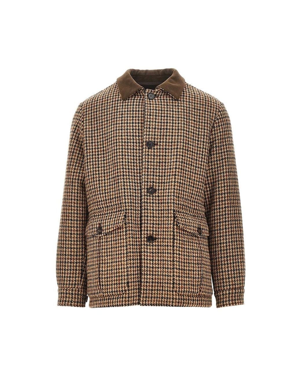 Caruso Brown Dalila Padded Harris Tweed Jacket for men