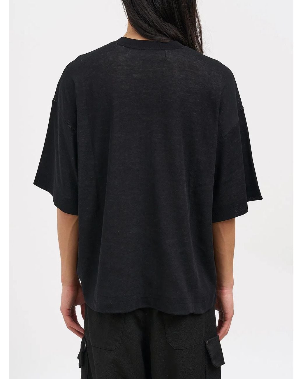 Isabel Benenato Black Crew Neck Cotton Sweater for men