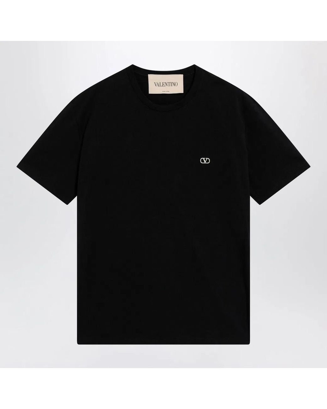 Valentino Garavani Black T-Shirt With Vlogo Embroidery for men