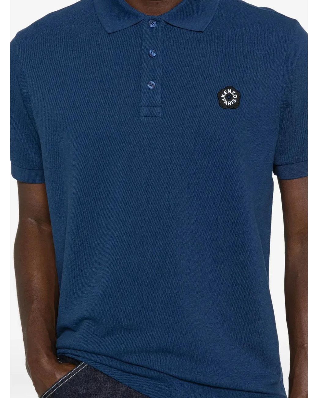 KENZO Blue Polo Gots Boke Flower 2.0 Crest for men