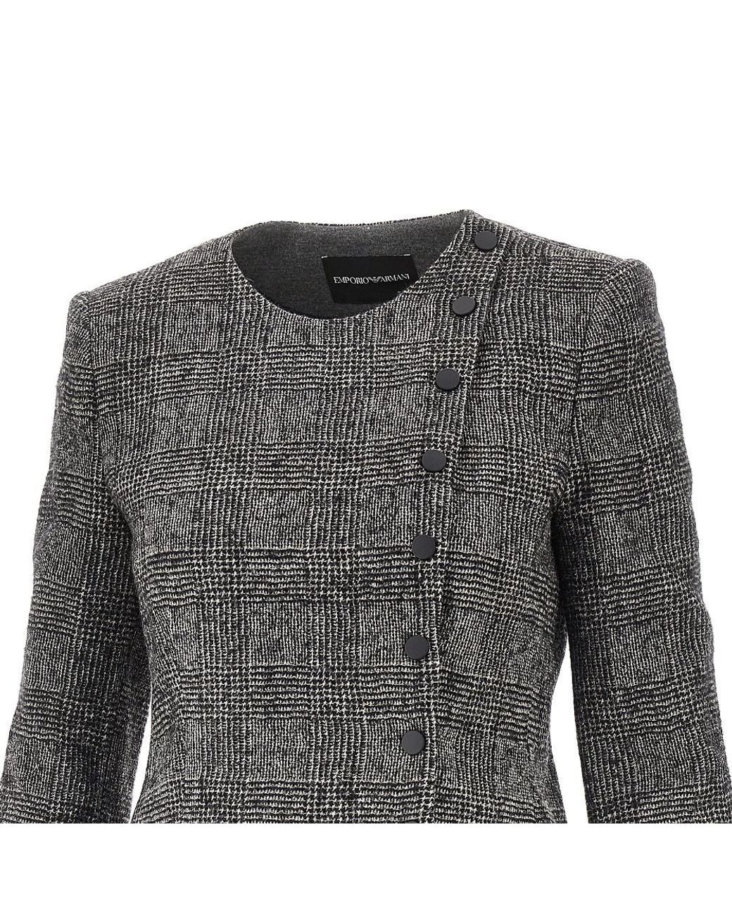 Emporio Armani Gray Prince Of Wales Wool Jacket