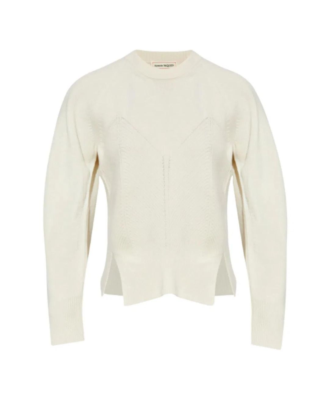 McQueen Natural Cream Geometric-Pattern Sweater