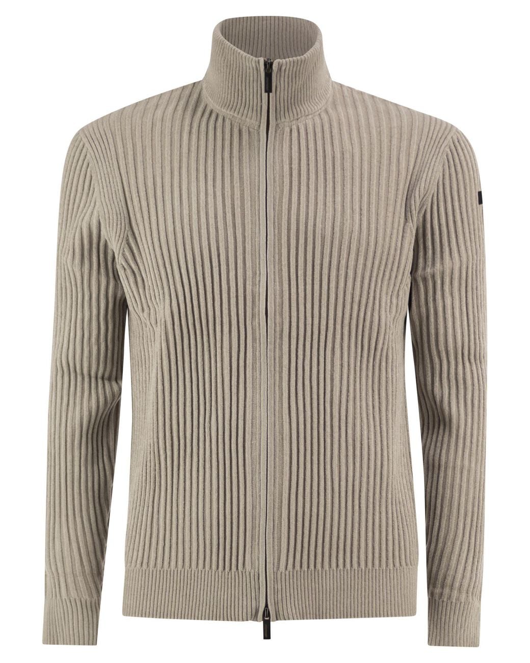 Rrd Gray Ribbed Zip-Up Cardigan for men