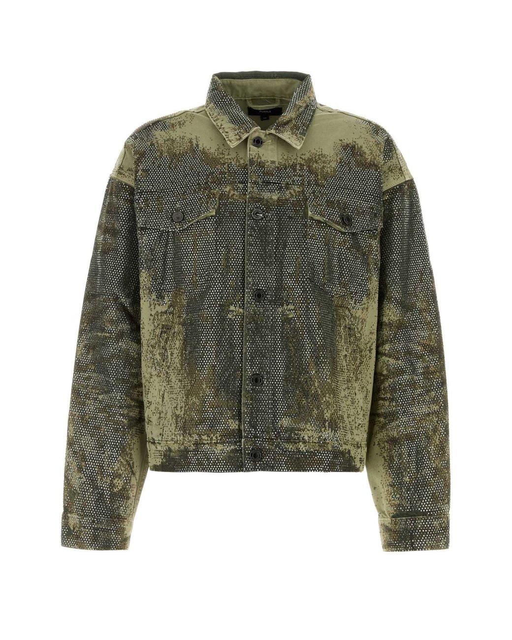 Purple Denim Green Denim Jacket for men