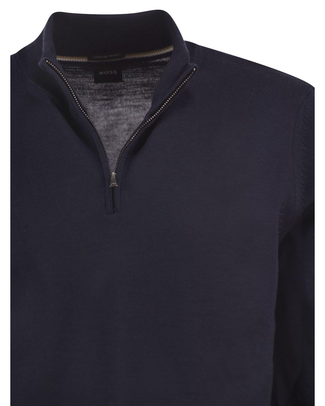 Boss Blue Pure Virgin Wool Half-Zip Jumper for men